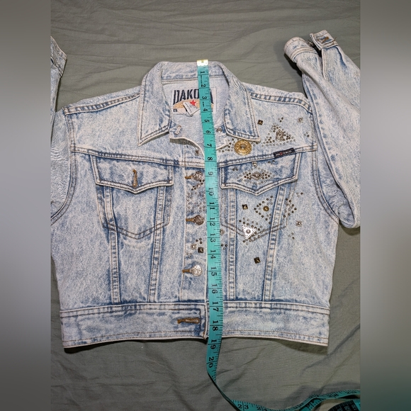 Vintage Dakota Blue Embellished Cropped Denim Jacket Women's Small - Picture 5 of 7